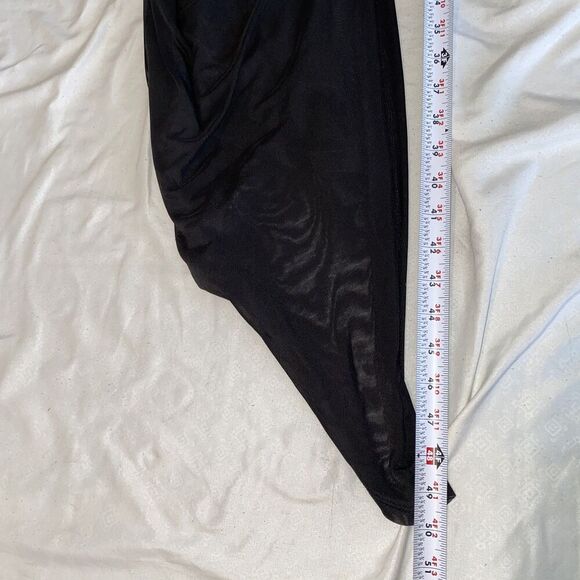 Calvin Klein Women's Asymmetric Hem Ruched Midi Black Sheath Dress Small - Picture 13 of 14